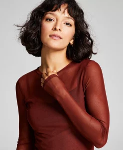 And Now This Women's Mesh Slip-Lined Long Sleeve Midi Dress -VINCE CAMUTO Shop 22408569 fpx