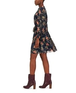 INC International Concepts Hiffon Printed Blouson-Sleeve Fit & Flare Dress, Created For Macy's -VINCE CAMUTO Shop 22439887 fpx