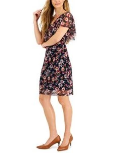 Connected Printed Popover-Cape Sheath Dress -VINCE CAMUTO Shop 22443771 fpx