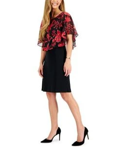 Connected Printed Popover-Cape A-Line Dress -VINCE CAMUTO Shop 22443776 fpx