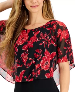 Connected Printed Popover-Cape A-Line Dress -VINCE CAMUTO Shop 22443777 fpx