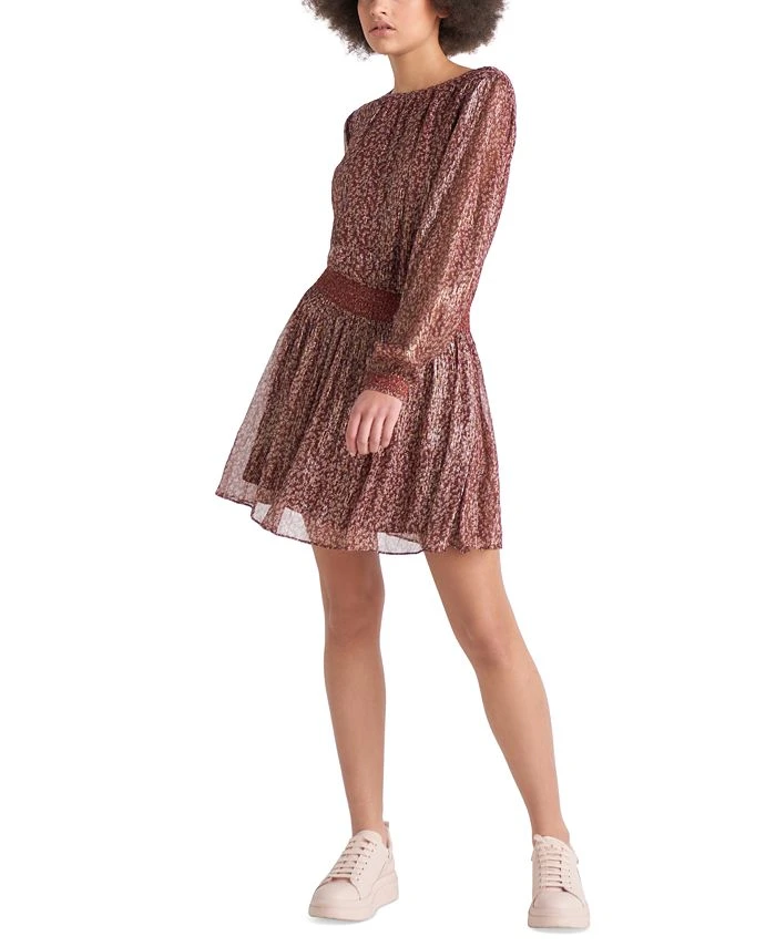 Black Tape Women's Long Sleeve Crewneck Blouson Mini Dress 1 Black Tape Women's Long Sleeve Crewneck Blouson Mini Dress