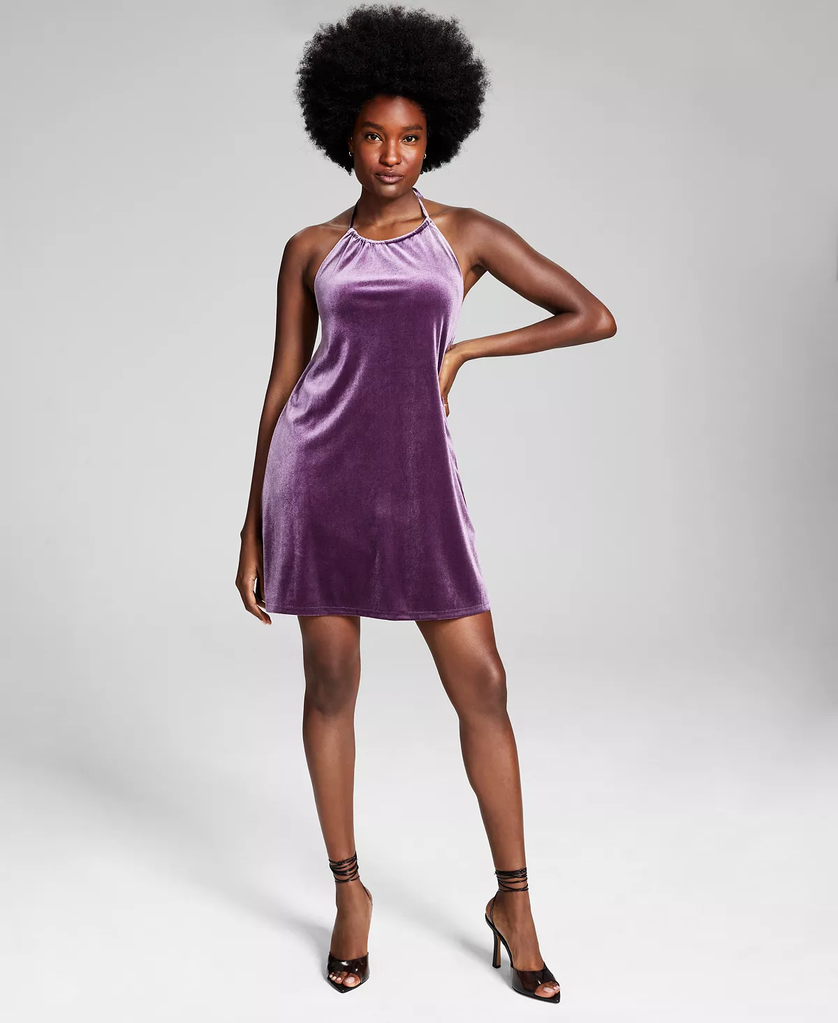 And Now This Women's Velvet Sleeveless Halter Dress 1 And Now This Women's Velvet Sleeveless Halter Dress