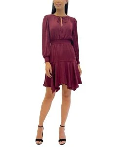 Sam Edelman Women's A-Line Tie-Neck Smocked Mini Dress