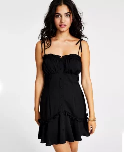 Bar III Women's Self-Tie-Strap Ruffle Mini Dress, Created For Macy's -VINCE CAMUTO Shop 22556873 fpx
