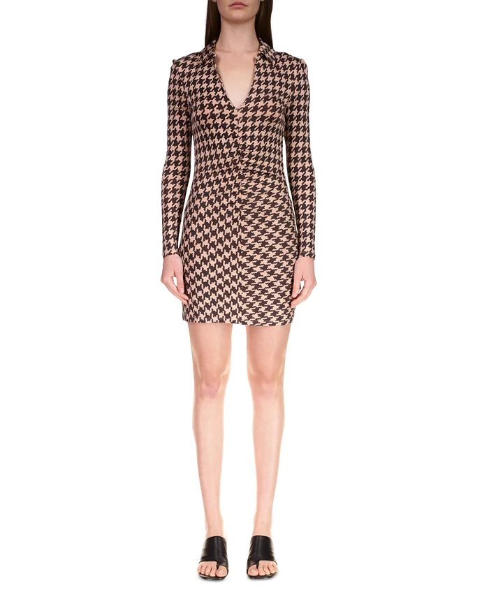 Sanctuary Women's Ruched-Knit Houndstooth Mini Dress 1 Sanctuary Women's Ruched-Knit Houndstooth Mini Dress