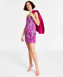 Bar III Women's Blurred Print Slip Dress, Created For Macy's