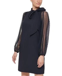 Vince Camuto Mesh Dot Sleeve Shift Dress -VINCE CAMUTO Shop 22569057 fpx