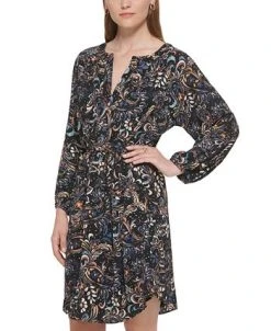 Vince Camuto Women's Printed Balloon-Sleeve Belted Dress -VINCE CAMUTO Shop 22569710 fpx