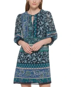 Vince Camuto Women's Balloon-Sleeve Tie-Neck Dress -VINCE CAMUTO Shop 22569975 fpx