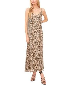 Vince Camuto Women's Printed V-Neck Midi Slip Dress