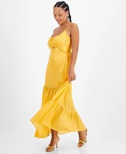 Bar III Women's Front-Cutout Tiered Tie-Neck Dress, Created For Macy's -VINCE CAMUTO Shop 22627056 fpx