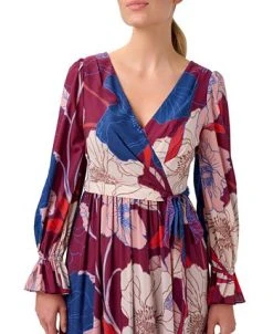 Adrianna Papell Women's Printed Tie-Waist Long-Sleeve Dress -VINCE CAMUTO Shop 22630276 fpx