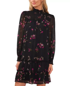 CeCe Women's Printed Long Sleeve Smocked Dress 6 CeCe Women's Printed Long Sleeve Smocked Dress -VINCE CAMUTO Shop 22632216 fpx