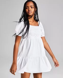 And Now This Women's Square-Neck Crochet Mini Dress