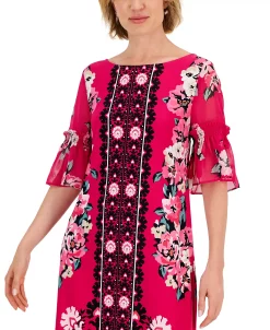 JM Collection Women's Global Bloom Ruffle-Sleeve Dress, Created For Macy's -VINCE CAMUTO Shop 22718251 fpx