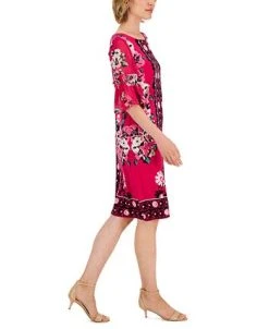JM Collection Women's Global Bloom Ruffle-Sleeve Dress, Created For Macy's -VINCE CAMUTO Shop 22718252 fpx