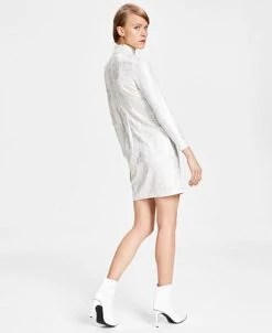 Bar III Women's Metallic Mock-Turtleneck Sheath Dress, Created For Macy's -VINCE CAMUTO Shop 22723316 fpx