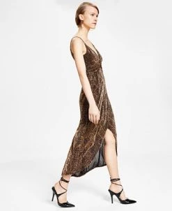 Bar III Women's Twisted Glitter-Knit Faux-Wrap Dress, Created For Macy's -VINCE CAMUTO Shop 22723392 fpx