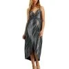 Bar III Women's Shimmering Metallic Faux-Wrap Style Dress, Created For Macy's