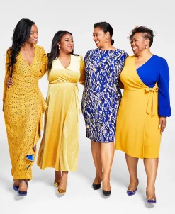 Kasper Anise Abstract-Print Faux-Wrap Dress -VINCE CAMUTO Shop 22723936 fpx