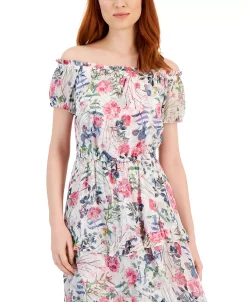 INC International Concepts Women's Floral Print Off-The-Shoulder Maxi Dress, Created For Macy's -VINCE CAMUTO Shop 22779658 fpx