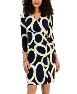 Kasper Women's Circle-Print Faux-Wrap Dress -VINCE CAMUTO Shop 22813308 fpx