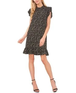 CeCe Women's Floral Ruffled Flutter-Sleeve Dress