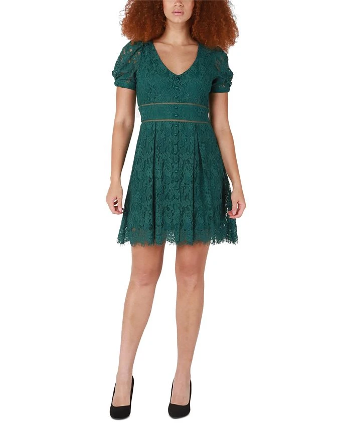 Black Tape Women's V-Neck Lace Fit & Flare Dress 1 Black Tape Women's V-Neck Lace Fit & Flare Dress