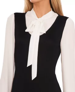 CeCe Women's Tie-Neck Long-Sleeve Flared-Cuff Sweater Dress 6 CeCe Women's Tie-Neck Long-Sleeve Flared-Cuff Sweater Dress -VINCE CAMUTO Shop 22854923 fpx