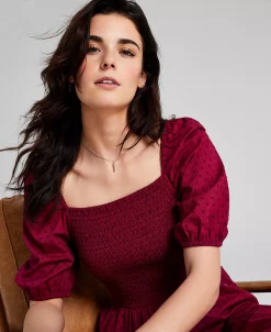 And Now This Women's Clipdot Cotton Smocked-Bodice Dress -VINCE CAMUTO Shop 22865169 fpx