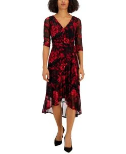 Connected Women's Floral-Print High-Low Dress