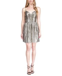 Michael Kors ICHAEL Michael Kos Women's Pleated Lamé Bustier Dress