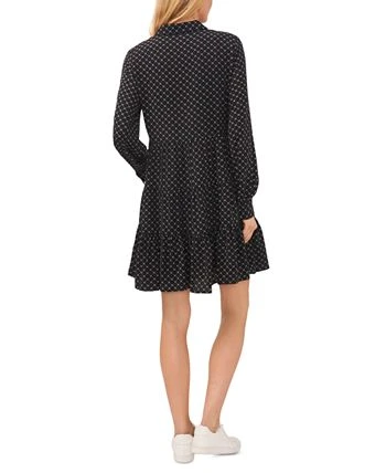 CeCe Women's Printed Collared Button-Up Tiered Dress 2 CeCe Women's Printed Collared Button-Up Tiered Dress - Image 2