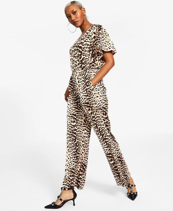 INC International Concepts Women's Animal-Print Flutter-Sleeve Jumpsuit, Created For Macy's 1 INC International Concepts Women's Animal-Print Flutter-Sleeve Jumpsuit, Created For Macy's