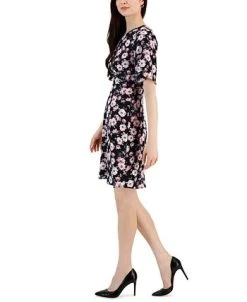 Connected Women's Floral-Print Round-Neck Sheath Dress -VINCE CAMUTO Shop 22996087 fpx