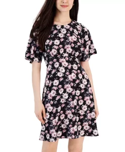 Connected Women's Floral-Print Round-Neck Sheath Dress -VINCE CAMUTO Shop 22996088 fpx