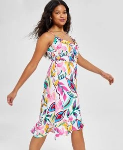 Bar III Women's Sleeveless Midi Wrap Ruffle Dress, Created For Macy's -VINCE CAMUTO Shop 22997772 fpx