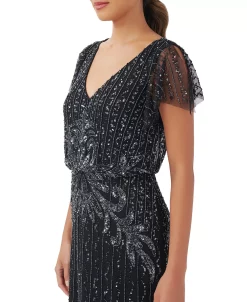 Adrianna Papell Women's Beaded Flutter-Sleeve Gown -VINCE CAMUTO Shop 23033880 fpx