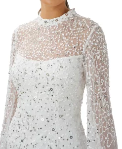 Adrianna Papell Women's Embellished Sheer-Sleeve Shift Dress -VINCE CAMUTO Shop 23033914 fpx