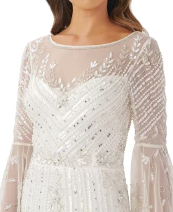 Adrianna Papell Women's Illusion-Detail Flare-Sleeve A-Line Dress -VINCE CAMUTO Shop 23034071 fpx