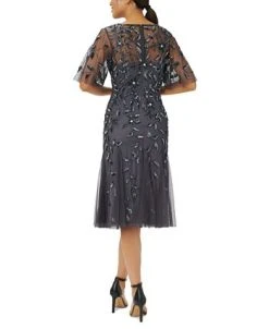 Adrianna Papell Embellished Flutter-Sleeve A-Line Dress -VINCE CAMUTO Shop 23034434 fpx