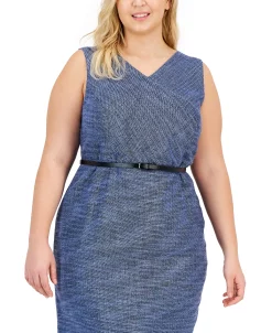 Kasper Plus Size Sleeveless Belted Tweed Sheath Dress 8 Kasper Plus Size Sleeveless Belted Tweed Sheath Dress -VINCE CAMUTO Shop 23046076 fpx