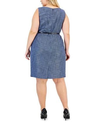 Kasper Plus Size Sleeveless Belted Tweed Sheath Dress 2 Kasper Plus Size Sleeveless Belted Tweed Sheath Dress - Image 2
