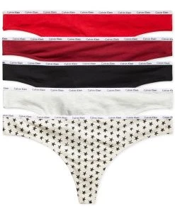 Calvin Klein Women's Signature Logo 5-Pk. Thong Underwear QD3712
