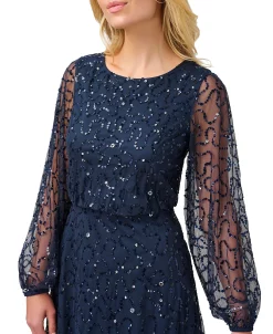 Papell Studio Women's Round-Neck Long-Sleeve Sequin Dress -VINCE CAMUTO Shop 23088323 fpx