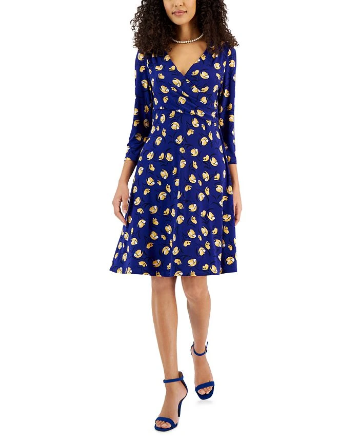 Kasper Women's Maura Printed Surplice-Neck Dress 1 Kasper Women's Maura Printed Surplice-Neck Dress
