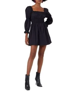 French Connection Women's Sindy Cotton Sateen Smocked Mini Dress