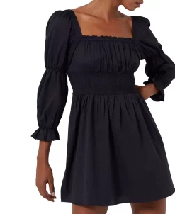 French Connection Women's Sindy Cotton Sateen Smocked Mini Dress -VINCE CAMUTO Shop 23111028 fpx