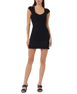 French Connection Women's Mathilda Ribbed Knit Ruffled Bodycon Mini Dress